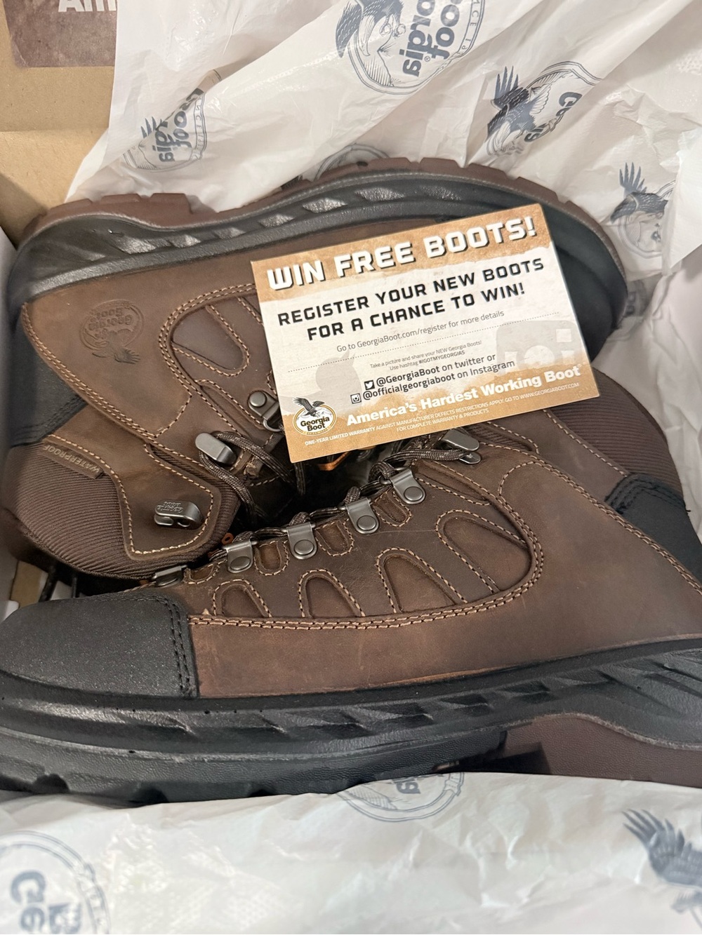 Georgia Boot Brown Leather Men's Work Boots - Picture 6 of 6